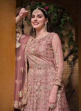 Charming Looking Designer Gown in Pink Colour